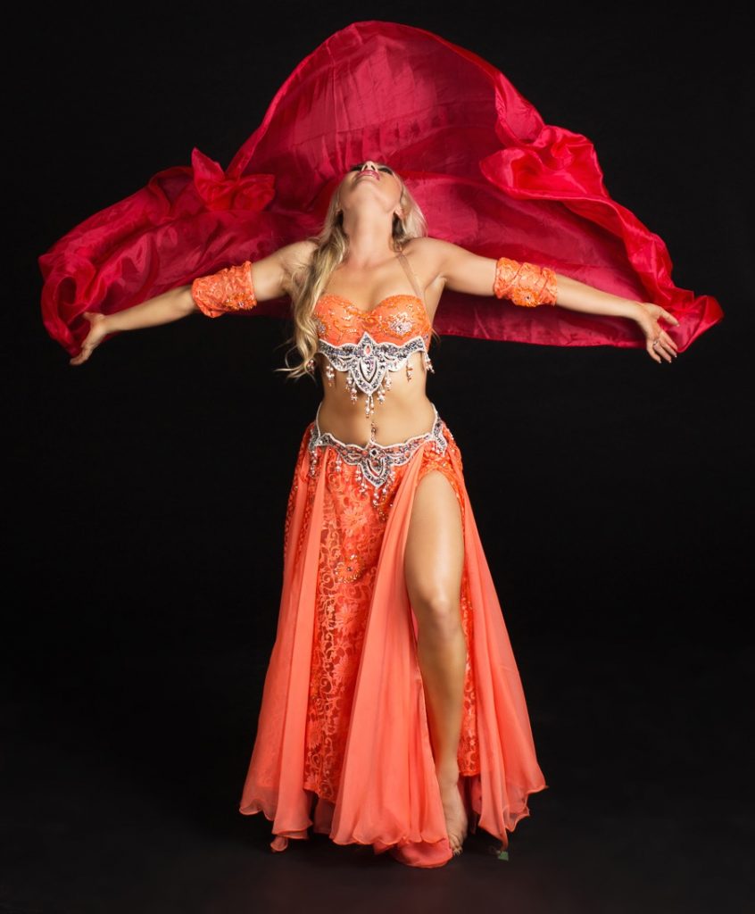 Vancouver Bellydancer Heidi dancing with a veil